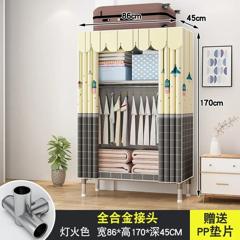 Simple Steel Frame Wardrobe  Easy Assembly, NonWoven Fabric Closet, Durable Storage Solution, Bedroom Organization