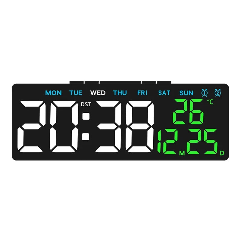 LED Digital Alarm Clock Brightness Adjustable Electronic Alarm Clock Date Temp Week Display Table Clock USB Output Bedside Clock