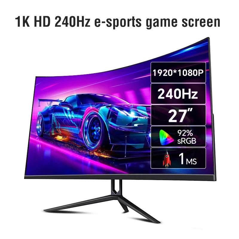 Anmite  27"FHD 240hz Curved Gaming Computer Monitor HDR USB-C  FHD [1920 x 1080] 240HZ PCHDMI Ultra-thinscreen Display