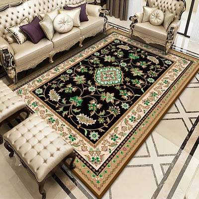 Chinese Style Carpet Big Size Rectangle Luxury Rugs Home Living Room Decoration Non Slip Washable Bedroom Bathroom Polyester Mat