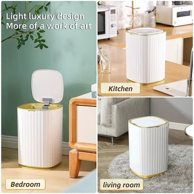 15L Automatic Sensor Trash Can Waterproof Bathroom Trash Bin Kitchen Food Waste Garbage Cube Toilet Paper Basket Home Dustbin