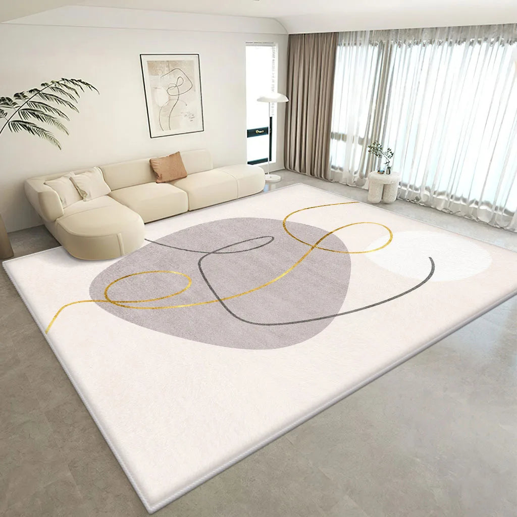 Wabi-sabi Imitated Cashmere Simple Lines Large Area Living Room Carpet Light Luxury Ins Cream Wind Cushion Bedroom Bed Blanket