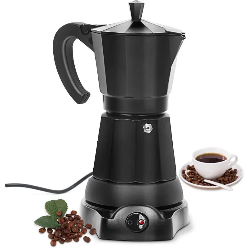 300ML Electric Coffee Pot Italian Coffee Pot Espresso Makers Portable Aluminum Electric Mocha Pot for Cafe Office Restaurant Use