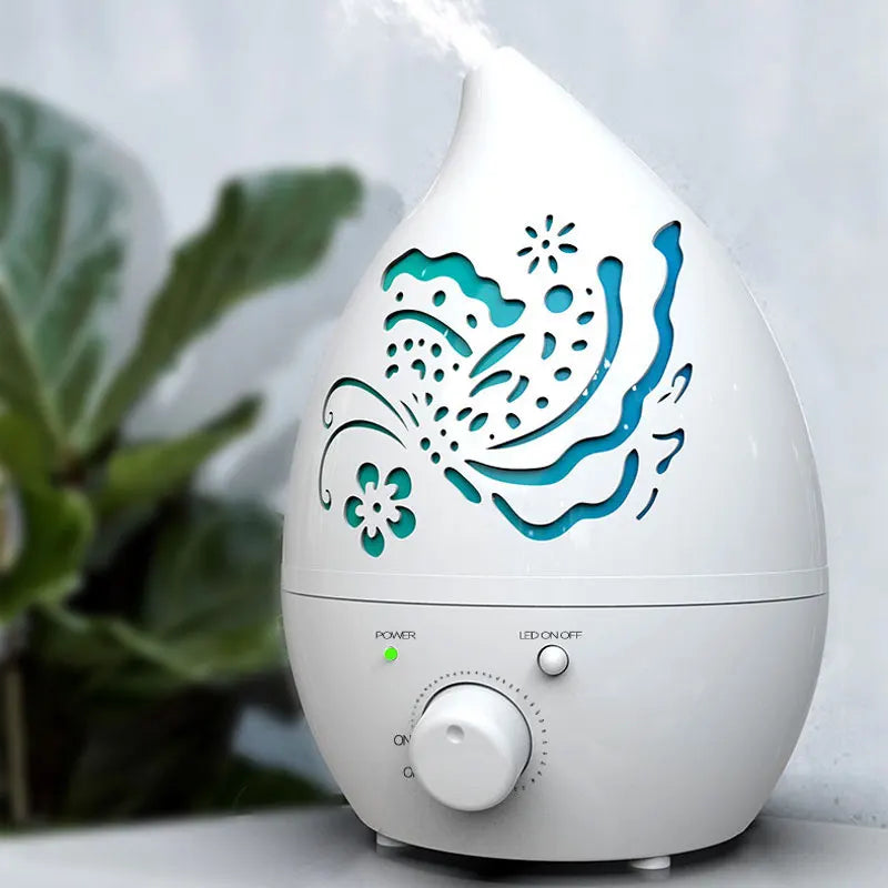 Humidificador 1.3L Hollow Carved Colored Lamp Office Aromatherapy Machine Household Silent Lamp Flame Humidifier