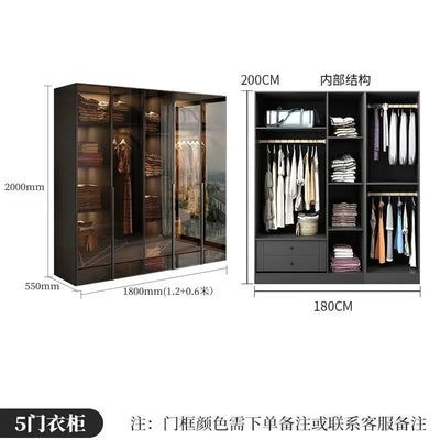 Women Oganizers Wardrobe Drawers Simple Modern Hanger Rail Wardrobes Glass Sliding Door Unique Roupeiro De Quarto Furnitures