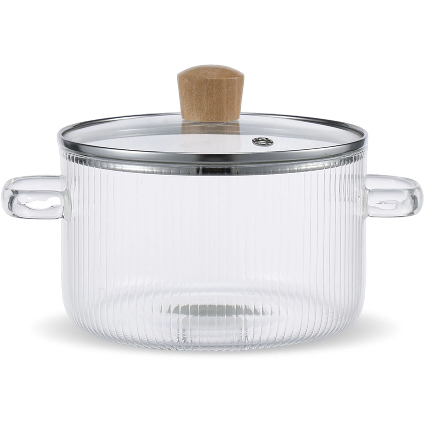 Glass Cooking Pot with Lid 1.6L/54oz Heat Resistant Glass Saucepan with Double Handles Non-Stick Borosilicate Glass Stovetop Pot