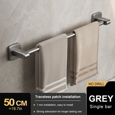 Bathroom Hand Towel Rack Towel Holder Wall Mount No Drill Mount 30/40/50cm Towel Bar Plastic ABS Double Bar 2 Tier Apartment