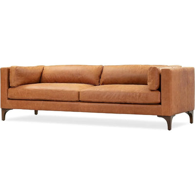 POLY & BARK Argan 93" Sofa in Full-Grain Pure-Aniline Italian Tanned Leather in Cognac Tan