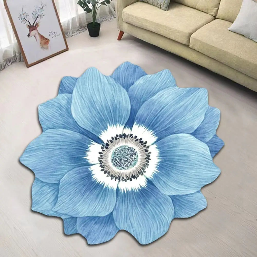 Peony Special-shaped Lotus Floor Mat Flower Carpet Magnolia Door Gasket Living Room Tea Table Bedside 60x60cm