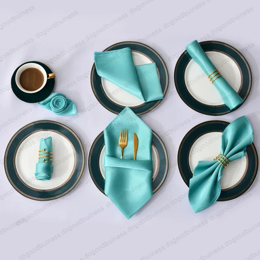 6pcs 30*30cm Satin Table Napkin Square Serving Table Napkins Wedding Party Soft Handkerchief Christmas Home Table Decoration