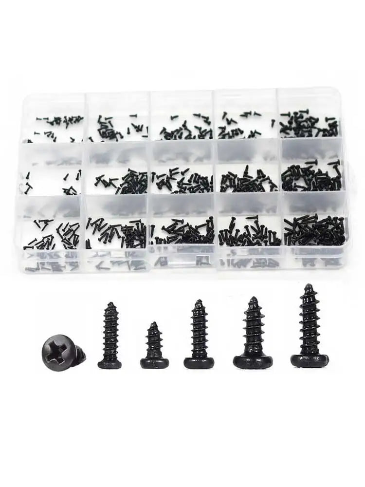 M1 M1.2 M1.4 M1.5 M1.7 Phillips Head Micro Screws PA Round Head Self-tapping Wood Screws Kit 750Pcs Small Electronic Screws Set