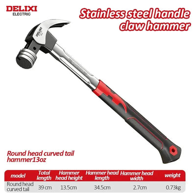 DELIXI ELECTRIC Hammer,High Carbon Steel Multifunction Non-slip Shockproof Hammer Hand Tool Magnetic Claw Hammer for Woodworking