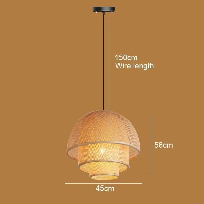 Big Size Bamboo Pendant Lamp Natural Rattan Chandeliers E27 Hand-knitting Café Restaurant Living Room Decor Hanging Lamp Indoor