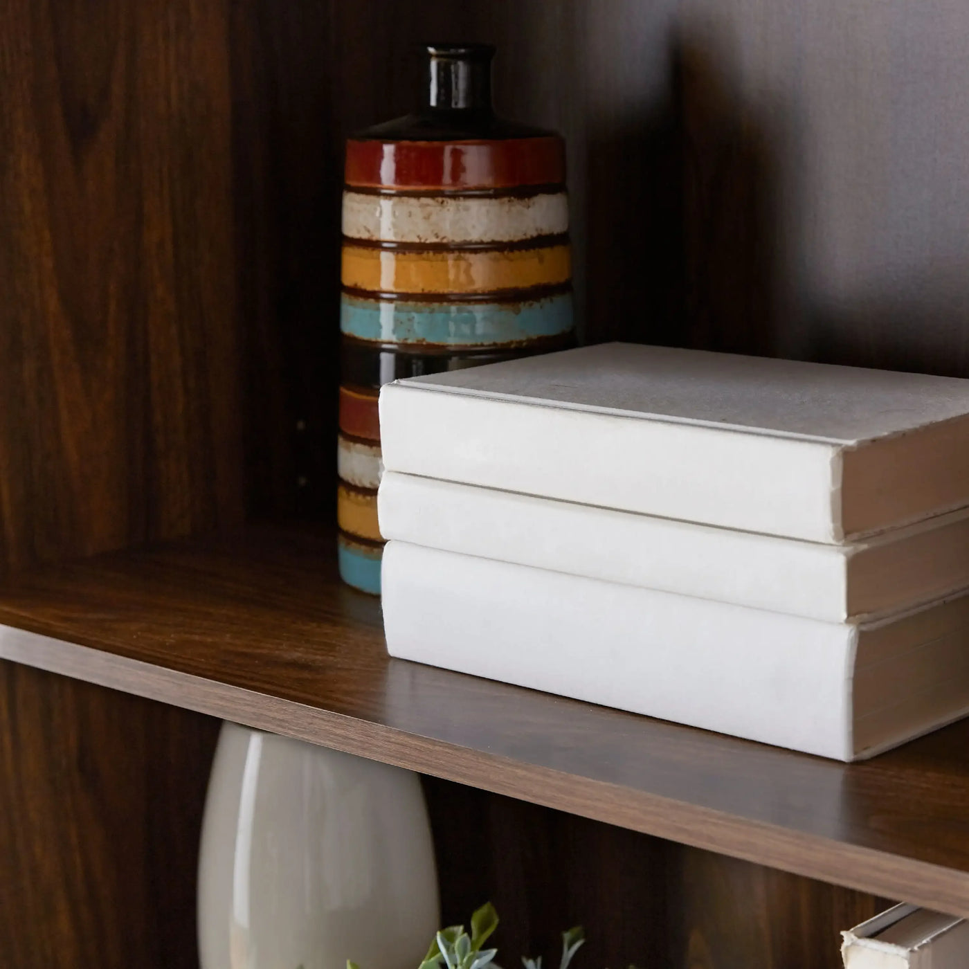 5-Shelf Bookcase with Adjustable Shelves, Canyon Walnut/Rustic Oak