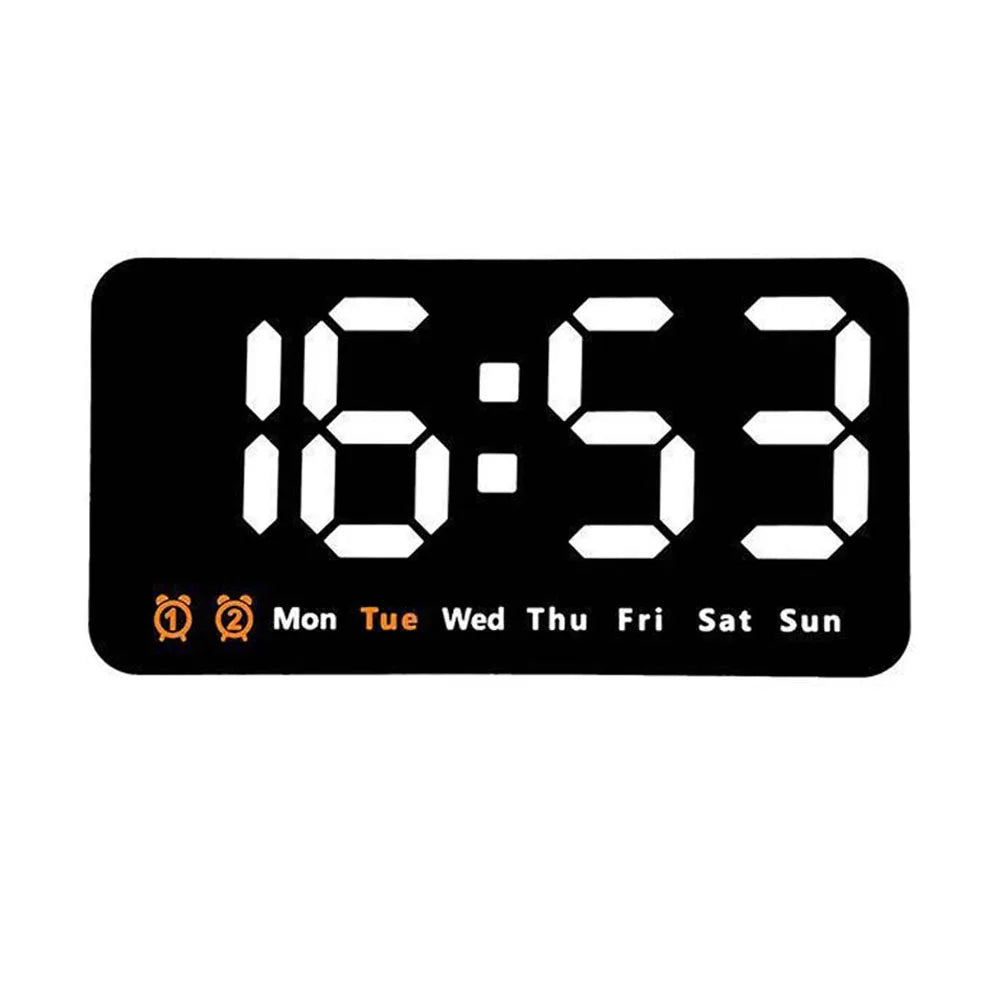 Digital LED Alarm Clock with Snooze Function.For Table Stand or Wall Hanging.Brightness Level Adjustable.Sound Control Backlight