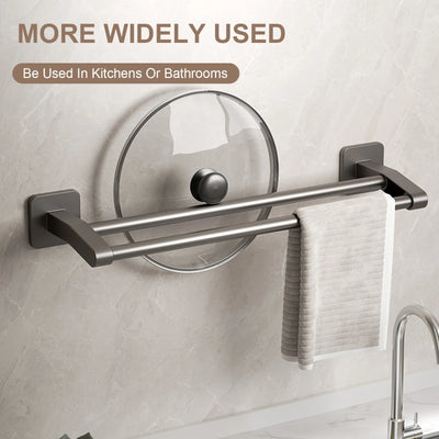 Bathroom Hand Towel Rack Towel Holder Wall Mount No Drill Mount 30/40/50cm Towel Bar Plastic ABS Double Bar 2 Tier Apartment