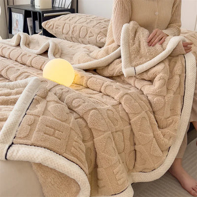 Warm Winter Blanket A Grade Heart Plush Taffeta Fleece Soft Thick Bed Blankets for Sofa Single Double Couple Furry Bedspread