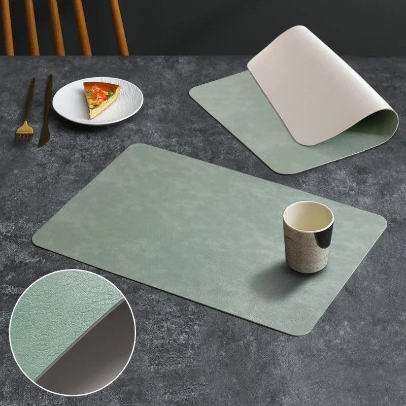 Luxury Placemat Leather Waterproof Double Layer Cowhide  Western Food Mat Hotel Insulation Mat Placemats for Dinning Table