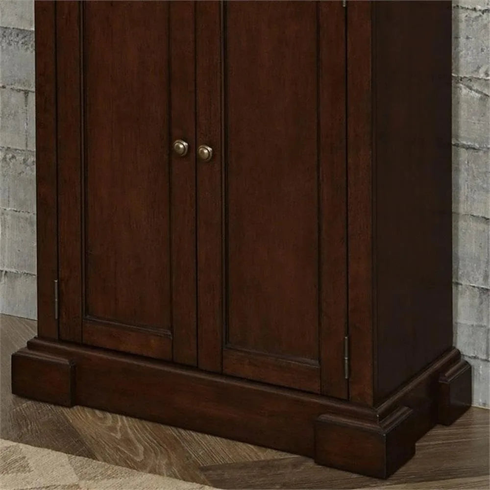 Traditional 4 Shelves Wood Kitchen Pantry in Brown Cherry