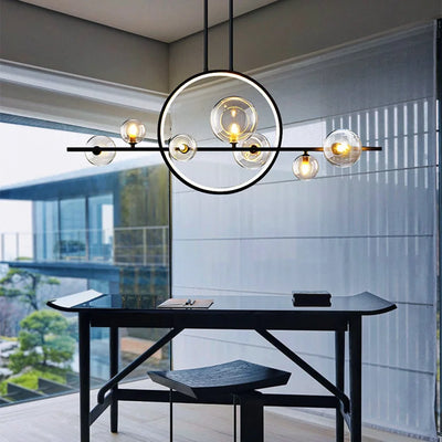 Modern Glass Ball LED Chandeliers Black Clear Bubble Pendant Lights for Dining Living Room Kitchen Lamparas Colgantes Para Techo