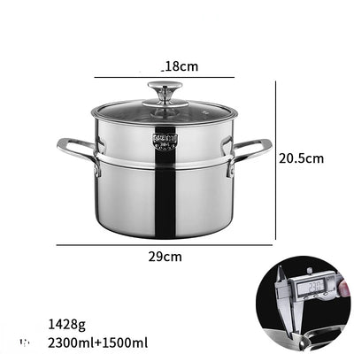 316 stainless steel steamer Double layer soup pot Household thickened milk pot Kitchen utensils pots for cooking