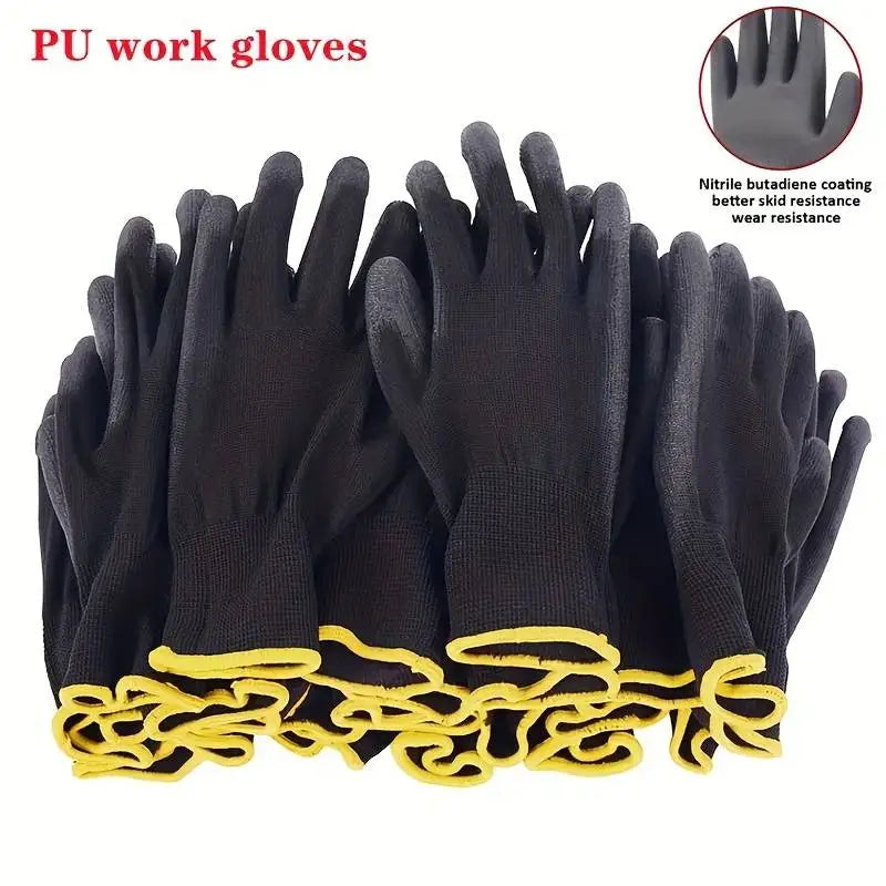 12 Pairs Protective Work Gloves Wear-resistant Non-slip Anti-static Gardening And Woodworking Machinery Safety Work Gloves