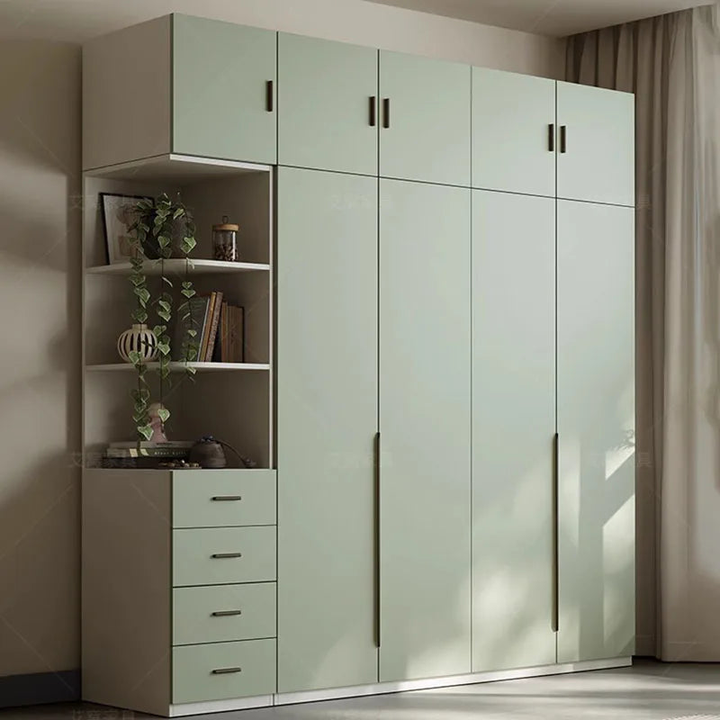 Green Wooden Wardrobe Storage Hanging Large Portable Organizer Wardrobe Bedroom Multifunction Kleiderschrank Room Furniture