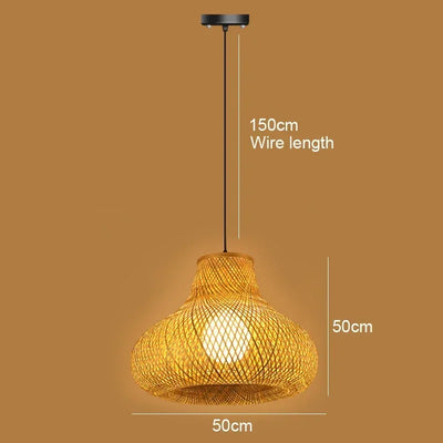 Big Size Bamboo Pendant Lamp Natural Rattan Chandeliers E27 Hand-knitting Café Restaurant Living Room Decor Hanging Lamp Indoor