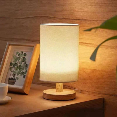 LED Bedside Table Lamps Simple Chinese Style Decoration Table Lamps Dimmable USB Plug Fabric Lampshade Bedroom Night Light