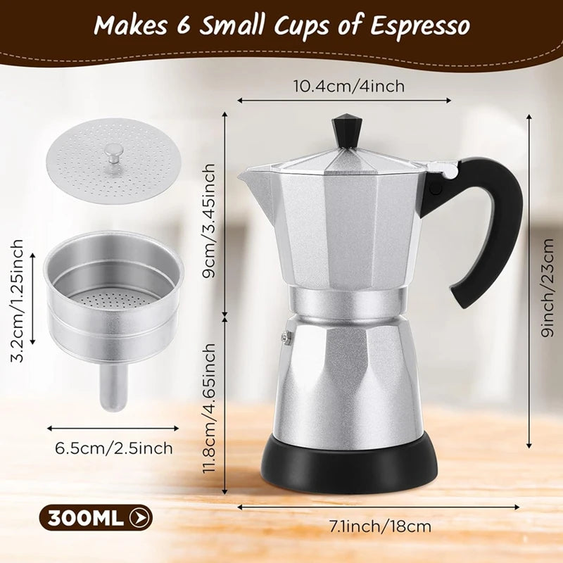 AT35 Coffee Pot 6 Cup Electric Espresso Coffee Maker Italian Moka Maker 300Ml Portable Moka Pot With Detachable Base Eu Plug