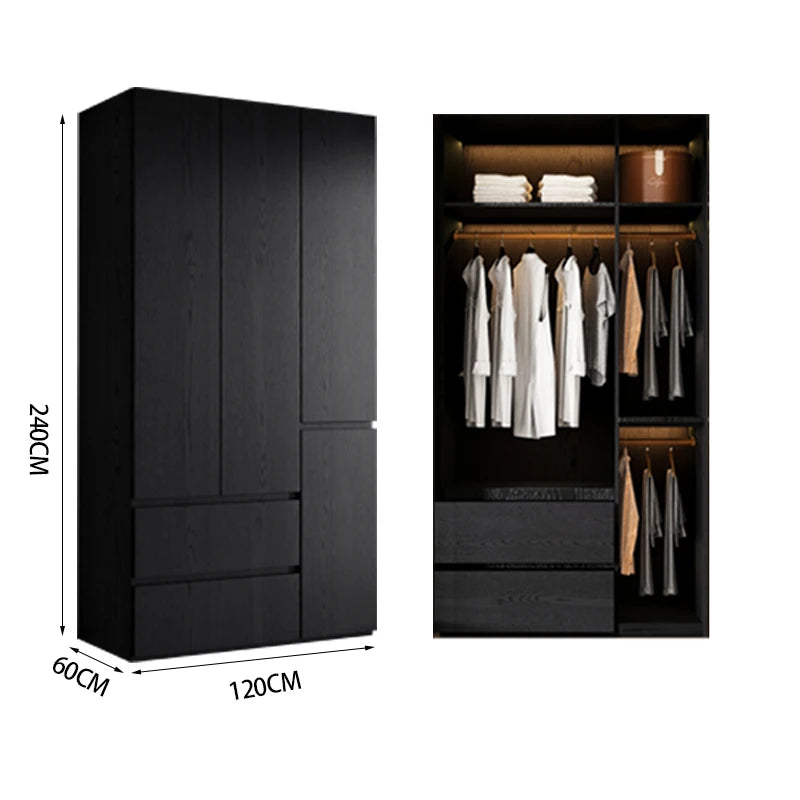 Bedroom Storage Wardrobes Sliding Clothes Black Wooden Girls Rack Cabinets Wardrobes Open Cupboard Guarda Roupa Home Furniture