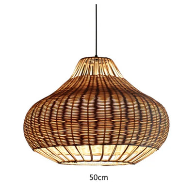 Custom Southeast Asia Zen Creative Rattan Weaving Pendant lamp Shade Bedroom Balcony Dining Room Study Bamboo Weaving Bamboo Pen