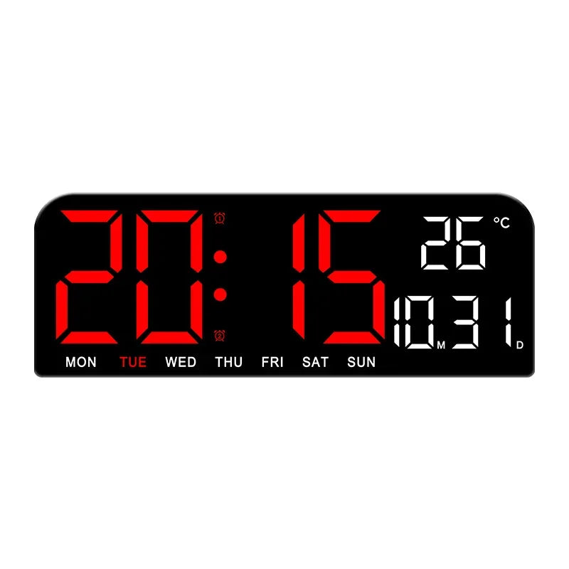 Large LED Digital Wall Clock Temperature Date Week Display Countdown Table Clock Brightness Adjustment Two Alarm 12/24h Clock