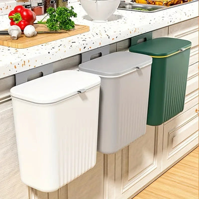 1pc Wall-Mounted Kitchen Trash Can with Lid kitchen trash bin - Space-Saving,  Pull-Out Design for Home & Commercial Use