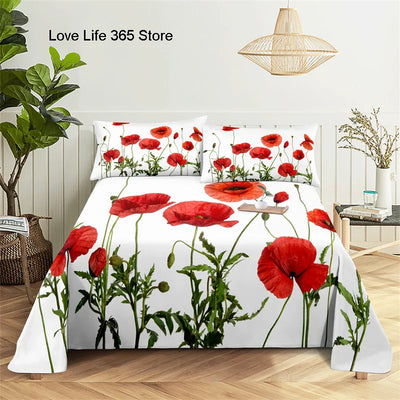 Chinese Ink And Wash Flat Sheet Bedding Digital Printing Polyester Full Size Set Cover With Pillowcase Printed Bedroom Decor