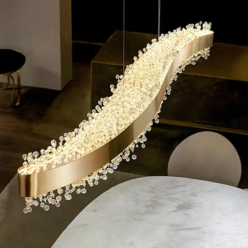 Restaurant Crystal Chandelier Italian Light Luxury Dining Table Lighting Postmodern Minimalist Creative Dining Room Chandelier