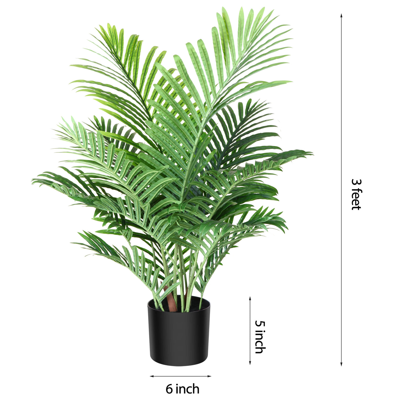 Artificial Areca Palm Plant with 15 Trunks, 3FT Faux Dypsis Lutescens Plant Tropical Tree in Pot for Home Decor