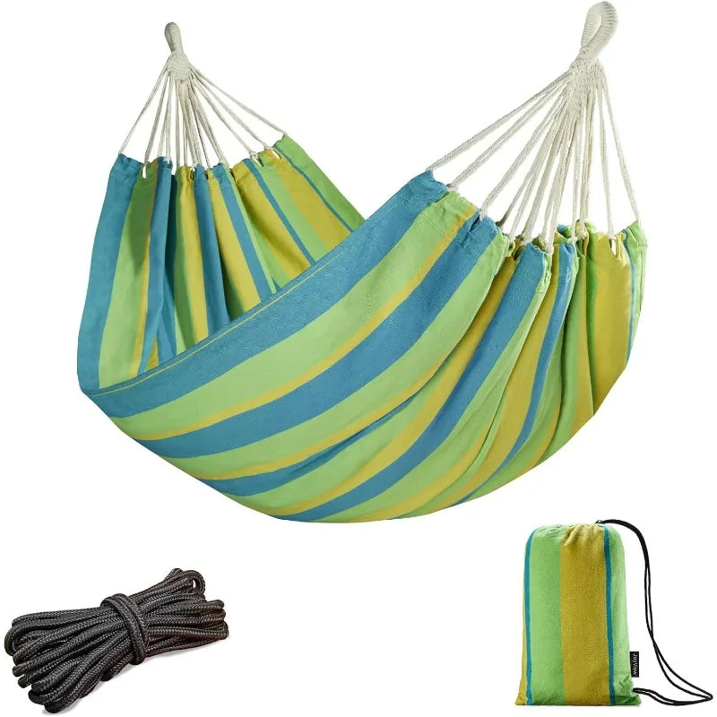 Boho Macrame Double Hammock with Hanging Ropes & Elegant Tassels 86.6x59 Portable Cotton Hammock for Patio Backyard Porch