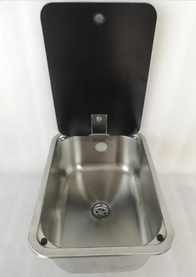 Stainless Steel Sink with Tempered Glass Lid 380*280*136mm GR-566B Boat Caravan