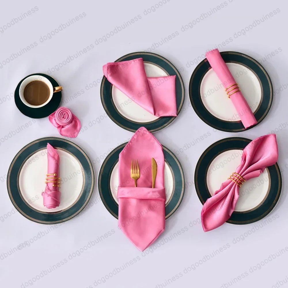 6pcs 30*30cm Satin Table Napkin Square Serving Table Napkins Wedding Party Soft Handkerchief Christmas Home Table Decoration