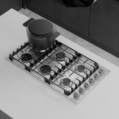 Empava Built-in 36 Cooktop in Stainless Steel with 6 Gas Stove Including Power Burners and Side Control Knobs, 36IN, Silver