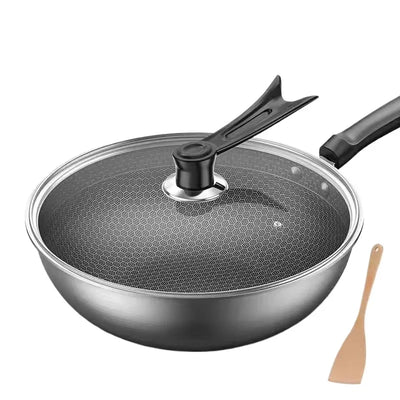 32cm Frying Pan,Stainless Steel Skillet Nonstick Fry Pans Chefs Pans Wok Pan for Gas Electric Induction Ceramic Stoves