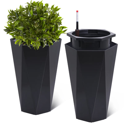 23inch Tall Planters, Set Of 2, Outdoor Indoor Planter Pots, High Front Porch Planter Pots with Drainage Holes Water Level