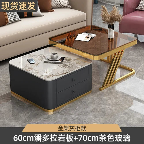 Gold Luxury Nordic Coffee Tables Living Room Square Modern Coffee Tables Storage Design Mesa De Centro De Sala Home Furniture