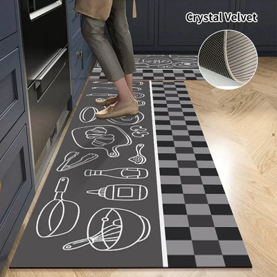 VIKAMA Scandinavian Style Kitchen Floor Mats Long Rugs Entrance Door Mats Modern Bathroom Rugs Washable Balcony Area Rugs