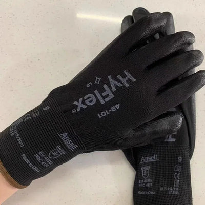 Ansell HyFlex 48-101 (1pair） Sensilite® nylon PU palm coating oil resistant and wear-resistant precise operation black gloves