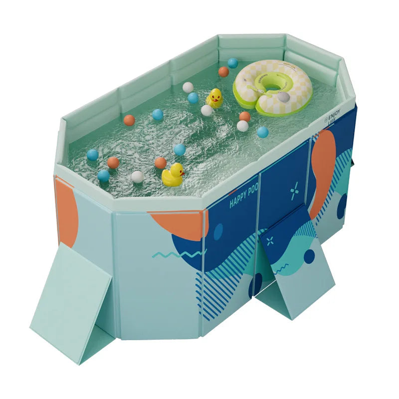 Foldable Non-Inflatable Kids' and Adults' Outdoor Swimming Pool - Hard Plastic Shell, Kid Pool for Backyard Dog Pools