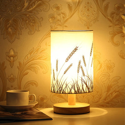 Linen Table Lamp Touch LED Linen Night Lamp w/Warm White Light Linen Nightstand Lamp for Bedroom Living Room