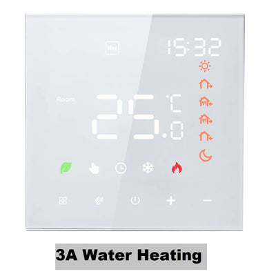 Smart Thermostat 16A/3A Digital Programmable LCD Display Touchscreen Underfloor Water Electric Heating Temperature Controller