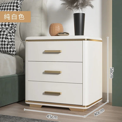 Bedside cabinet, simple, modern, light luxury, simple household small bedroom, bedside cabinet, solid wood, white storage cabine